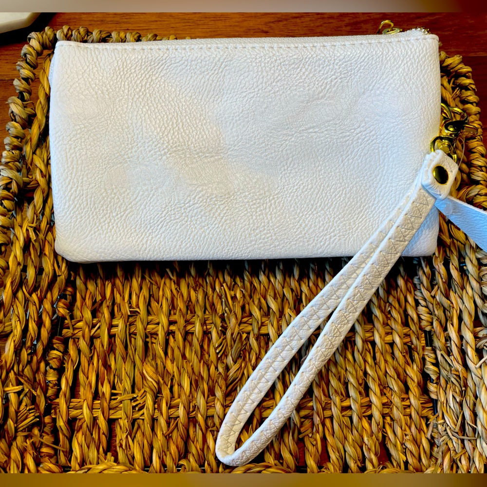 NWT Three Compartment Faux Leather Clutch- 7.25" x 4.25"